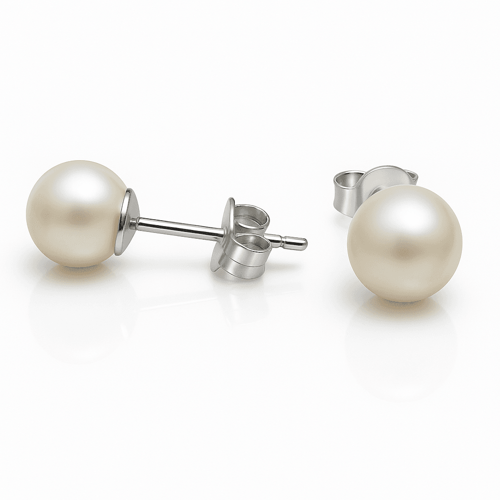 Sterling Silver Synthetic Pearl 5MM Earrings - Bright Stone Jewelers