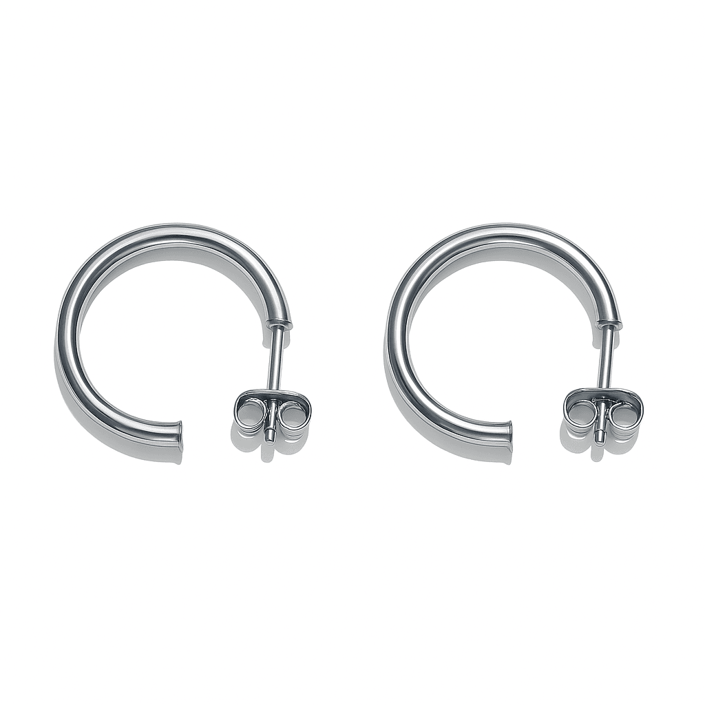 Sterling Silver 19mm x 2mm Hoop Earrings - Bright Stone Jewelers