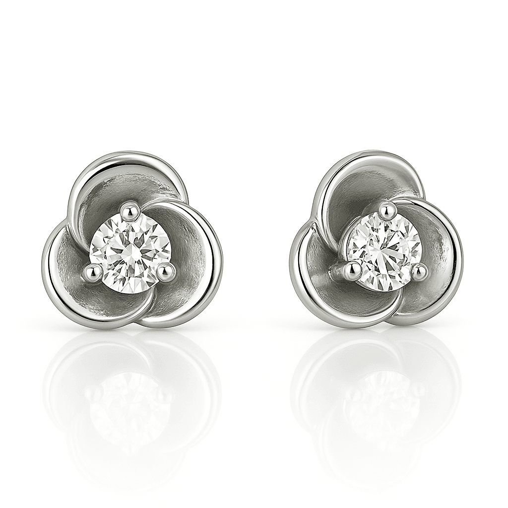 Sterling Silver Rose Clear CZ Earrings - Bright Stone Jewelers