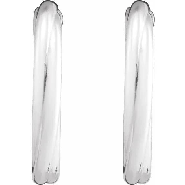 Sterling Silver Twisted Tube 15 mm Hoop Earrings - Bright Stone Jewelers