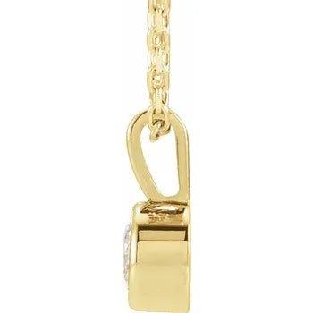 14K Yellow Gold 1/4 CT Lab - Grown Diamond Bezel - Set Solitaire 16 - 18" Necklace - Bright Stone Jewelers