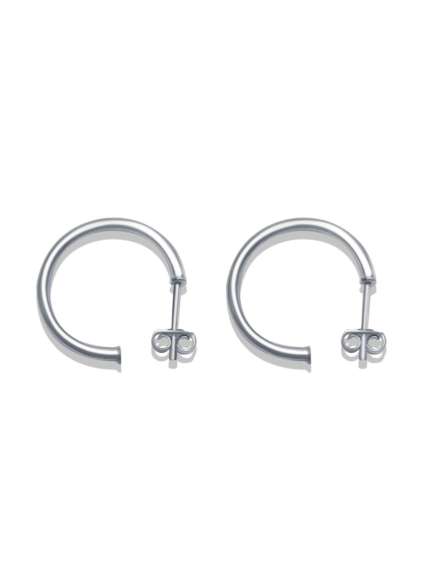 Sterling Silver 19mm x 2mm Hoop Earrings - Bright Stone Jewelers