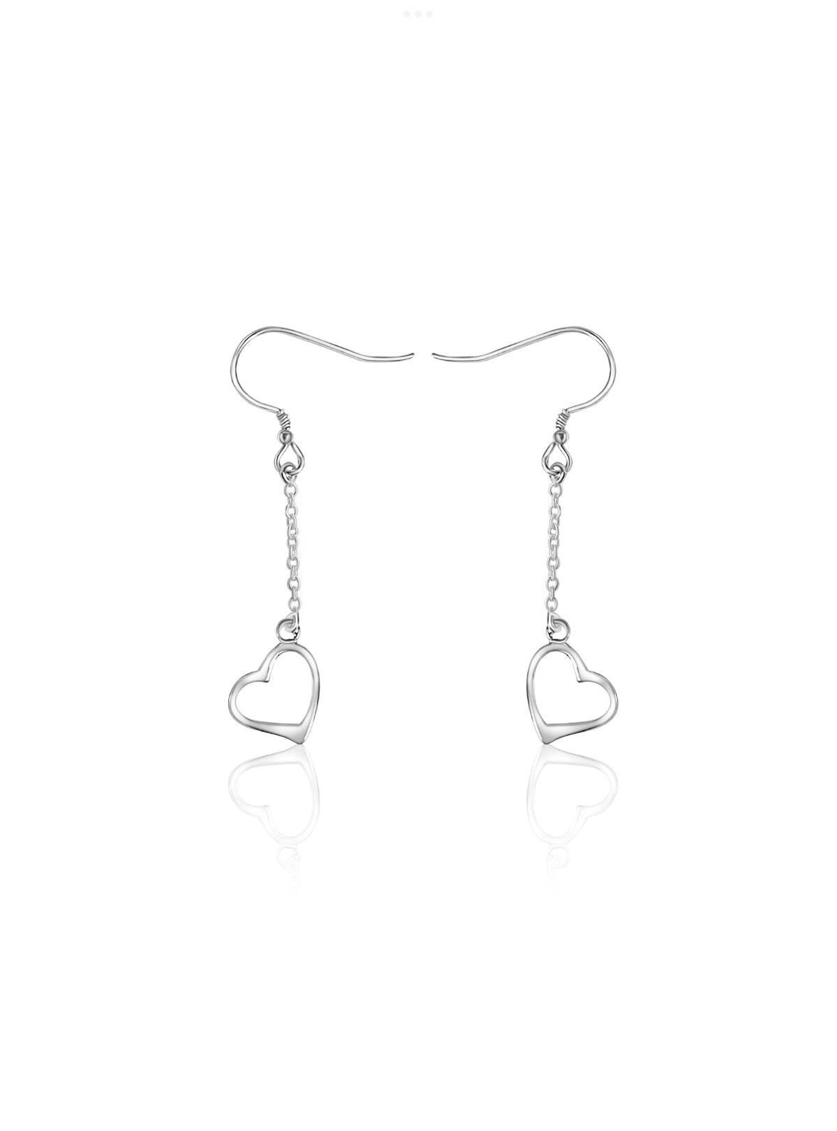 Sterling Silver Heart Dangle Earrings - Bright Stone Jewelers