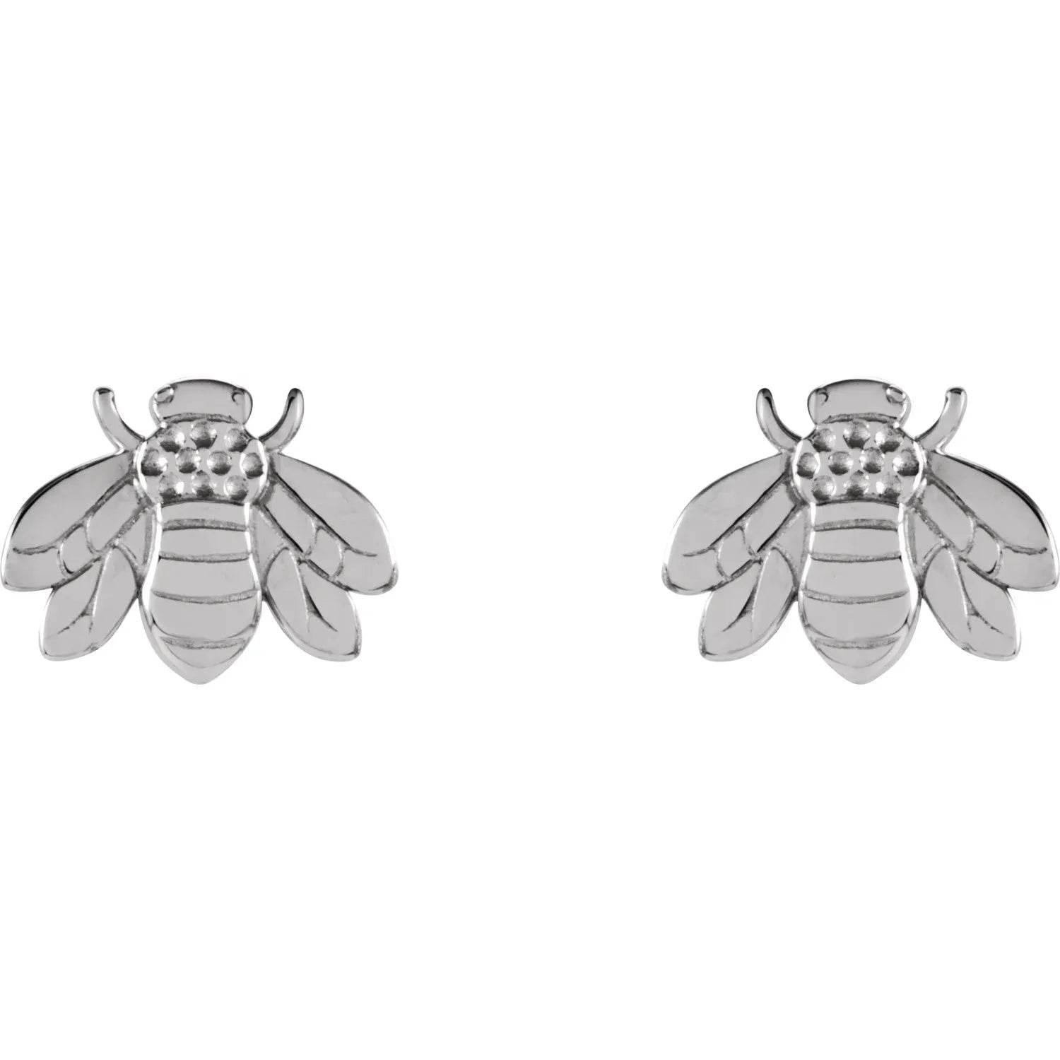 14K White Bumblebee Earrings - Bright Stone Jewelers