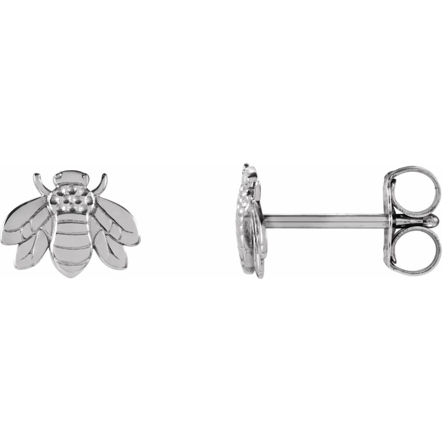 14K White Bumblebee Earrings - Bright Stone Jewelers