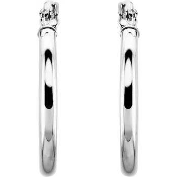 14K White Tube 20 mm Hoop Earrings - Bright Stone Jewelers