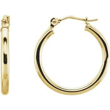 14K Yellow Tube 20 mm Hoop Earrings - Bright Stone Jewelers
