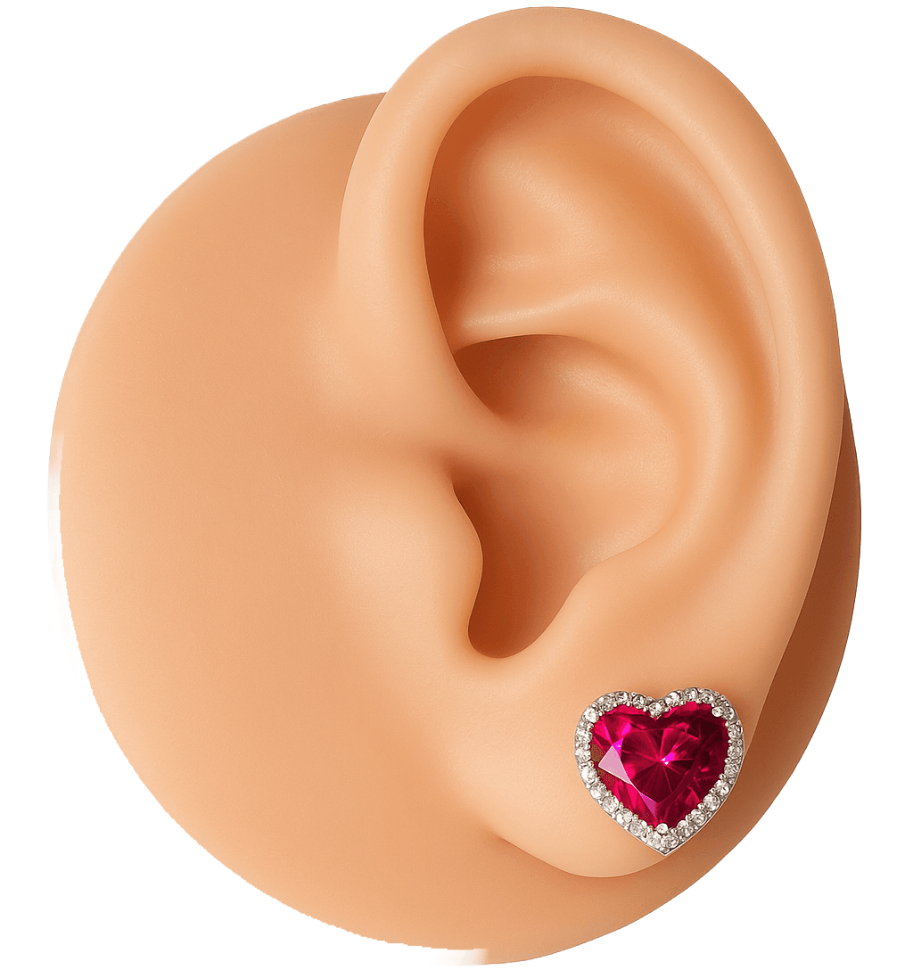 Sterling Silver Ruby Big Heart CZ Earrings - Bright Stone Jewelers