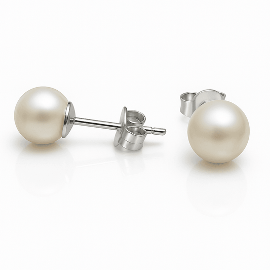 Sterling Silver Synthetic Pearl 5MM Earrings - Bright Stone Jewelers