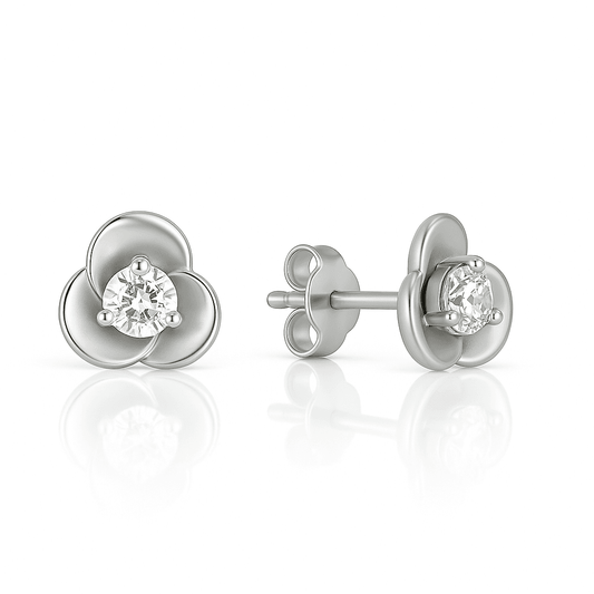 Sterling Silver Rose Clear CZ Earrings - Bright Stone Jewelers