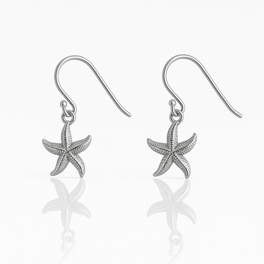 Sterling Silver Starfish Hook Earrings