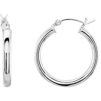 Sterling Silver Tube 20 mm Hoop Earrings - Bright Stone Jewelers