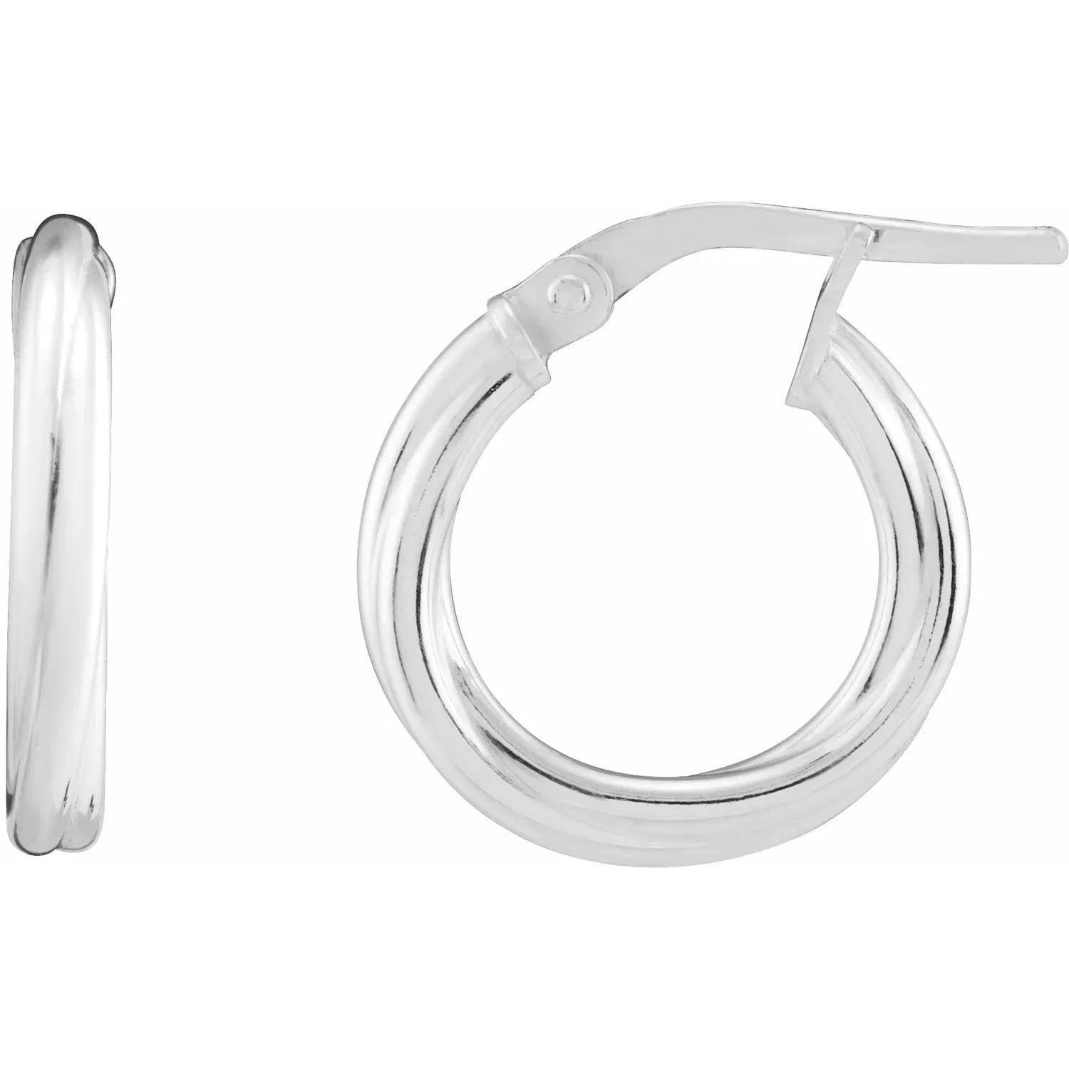 Sterling Silver Twisted Tube 15 mm Hoop Earrings - Bright Stone Jewelers