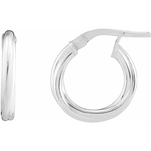 Sterling Silver Twisted Tube 15 mm Hoop Earrings - Bright Stone Jewelers