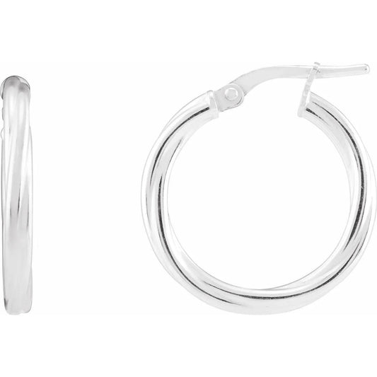 Sterling Silver Twisted Tube 20 mm Hoop Earrings - Bright Stone Jewelers