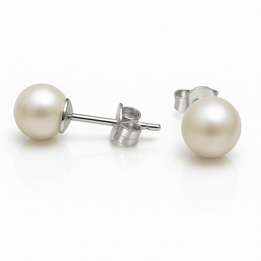 Sterling Silver Synthetic Pearl 5MM Earrings - Bright Stone Jewelers