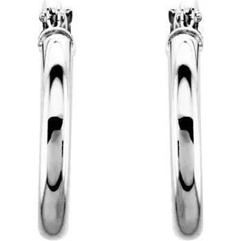 14K White Gold 15 mm Hoop Earrings - Bright Stone Jewelers