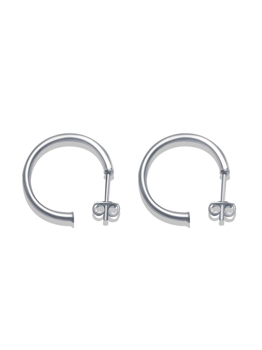 Sterling Silver 19mm x 2mm Hoop Earrings - Bright Stone Jewelers