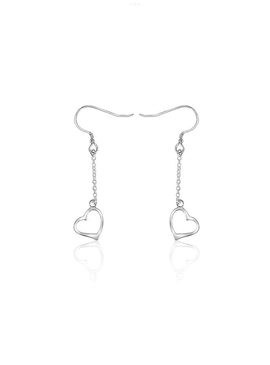 Sterling Silver Heart Dangle Earrings - Bright Stone Jewelers